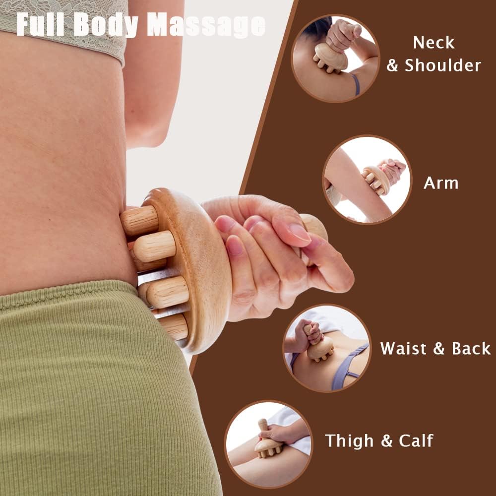 Wooden Mushroom Shape Massager | Manual Wood Therapy Massage Tool, Anti Cellulite, Maderoterapia, Lymphatic Drainage, Relief Muscle Tension, for Full Body Use - Image 5