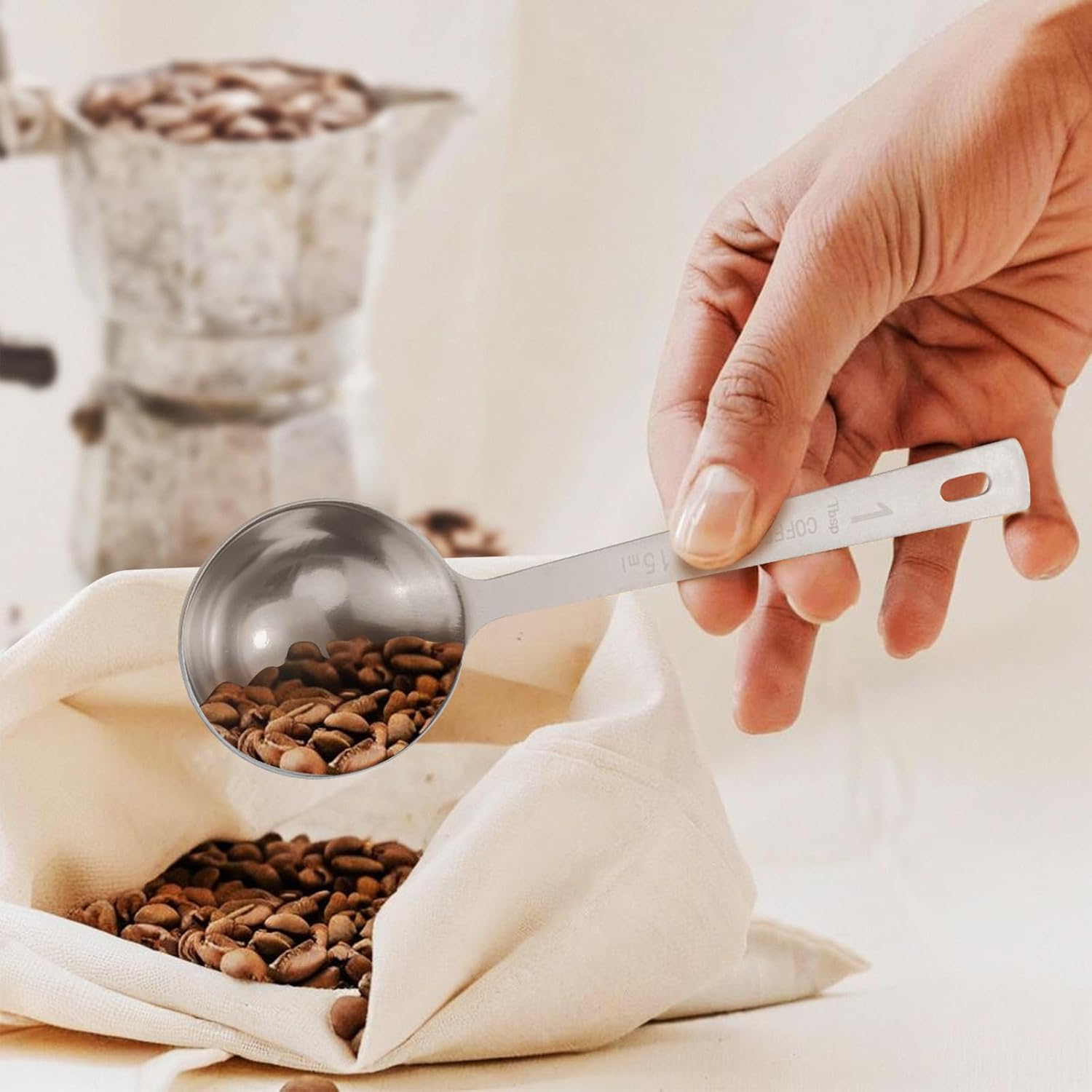 4Pcs Coffee Scoop Spoon - 1 Tablespoon 15ML Stainless Steel Long Handle Measuring Spoons for Ground Coffee, Loose Tea and Powder - Image 7