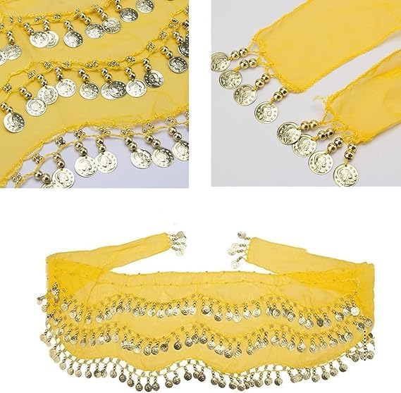 Belly Dance Hip Scarf,Belly Dance Hip Scarf Belly Dance Skirt with Gold Coins Bling Belly Dance Outfit - Image 4