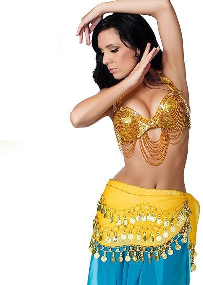 Belly Dance Hip Scarf,Belly Dance Hip Scarf Belly Dance Skirt with Gold Coins Bling Belly Dance Outfit - Image 5