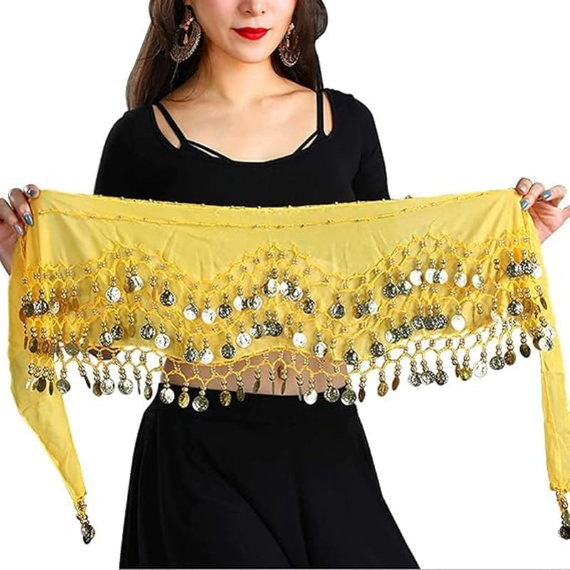 Belly Dance Hip Scarf,Belly Dance Hip Scarf Belly Dance Skirt with Gold Coins Bling Belly Dance Outfit - Image 6