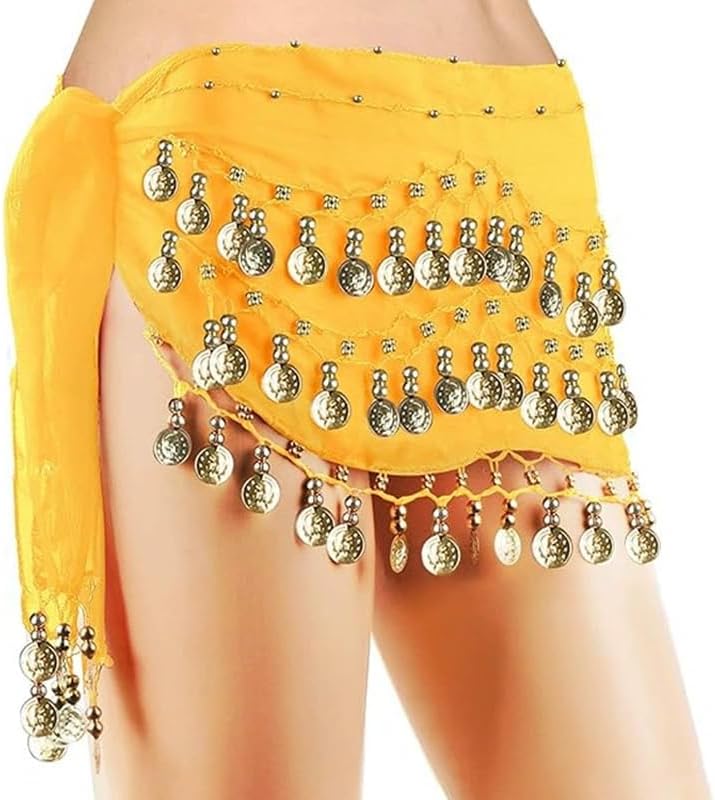 Belly Dance Hip Scarf,Belly Dance Hip Scarf Belly Dance Skirt with Gold Coins Bling Belly Dance Outfit - Image 7