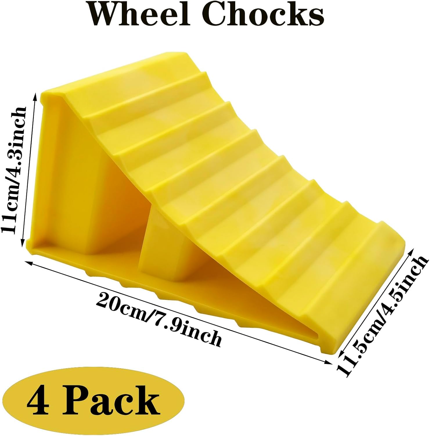 4 Pack Wheel Chocks, Non Slip Base, Tire Chocks，Heavy Duty Safety Wheel Chocks for RV, Trailer - Car Truck Stopper，Helps Keep Your Trailer or RV in Place - Image 2