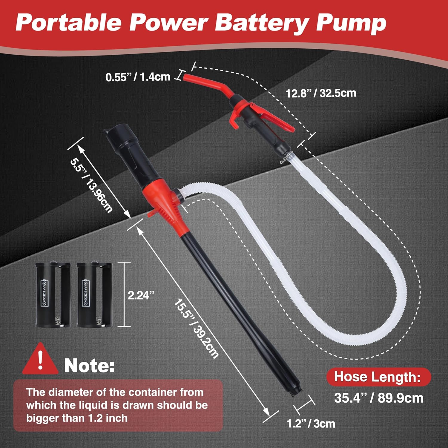 Portable Power Siphon Pump for Gas, Battery Operated Fuel Transfer Pump, 3.5GPM Flow, Diesel Oil Extractor - Ideal Gasoline Transfer Pump - Image 3