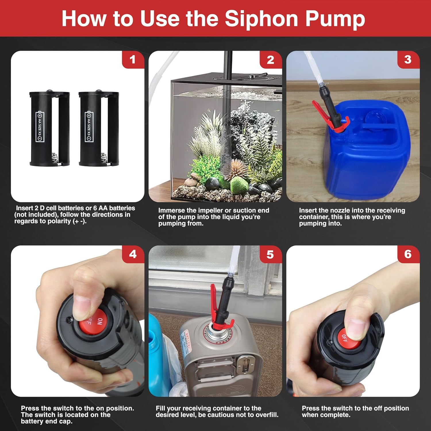 Portable Power Siphon Pump for Gas, Battery Operated Fuel Transfer Pump, 3.5GPM Flow, Diesel Oil Extractor - Ideal Gasoline Transfer Pump - Image 6