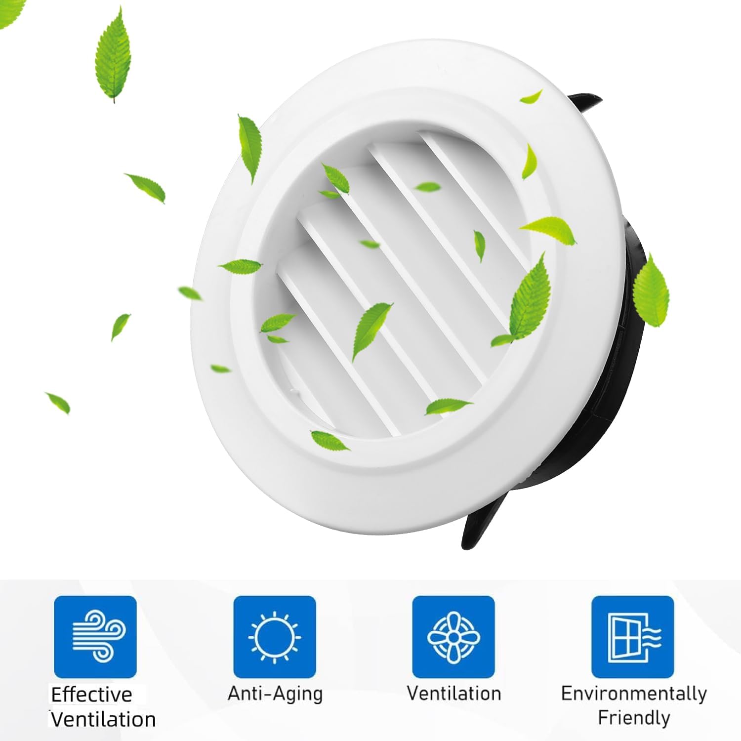 4 Inch Soffit Vent Round Vent Cover Air Vent Covers Round Ceiling Diffuser Dryer Vent Cover with Built in Mesh Air Wall Vent Cover for Exhaust Fan Inline Duct Fan Bathroom Kitchen - Image 3