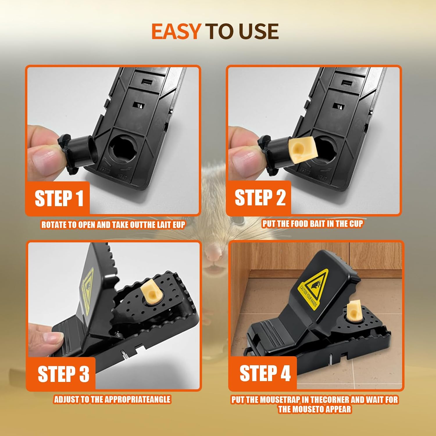 8Pack Mouse Trap, Mice Traps Indoor and Outdoor, Humane Small Mouse Snap Trap, Reusable Mouse Catcher Easy to Set Bait and Release - Image 3