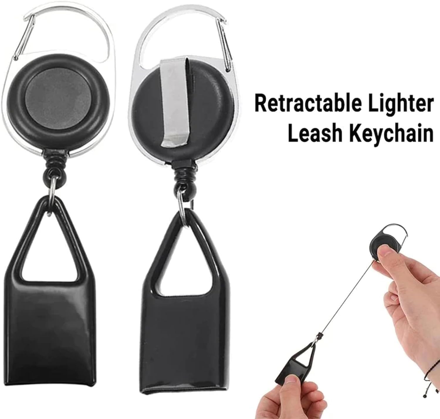 2Pcs Black Pants Lighter Clip,Retractable Lighter Belt,Anti Lost Retractable Lighter Cover Leash,Keychain Belt,Lighter Leash for Fishing Hiking,Lighter Protective Cover for Camping,House Supplies - Image 7