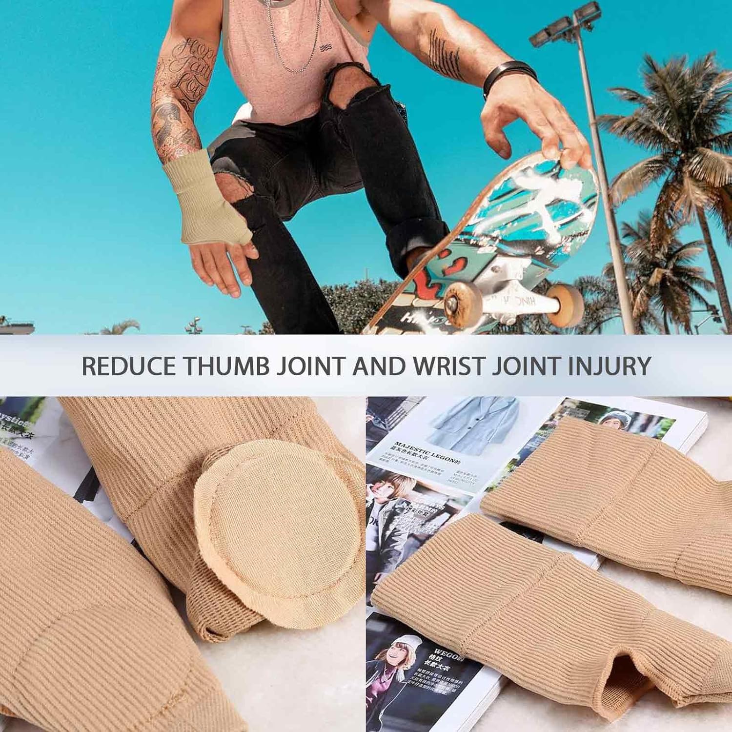 Thumb Brace - 2 Pairs Therapy Gloves Gel Hand Wrist Support Brace Arthritis Compression for Thumb Arthritis, Sport Pain Relief Tendonitis for Men and Women Fits Both Hands(L) - Image 7