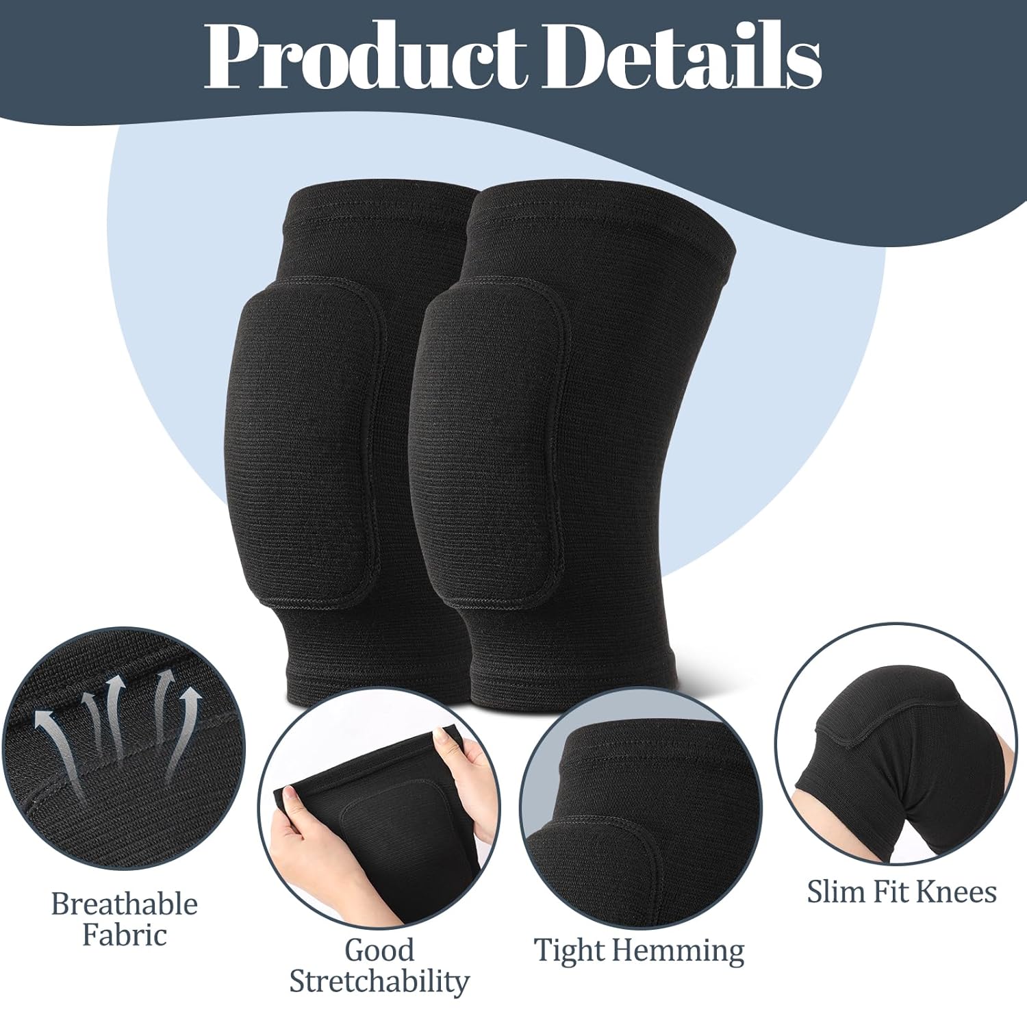 Volleyball Knee Pads, Breathable Knee Pads Volleyball with Thick Foam Padding for Men Women Youth, Knee Braces for Dance Yoga Soccer Tennis Running Cycling Climbing - Image 3