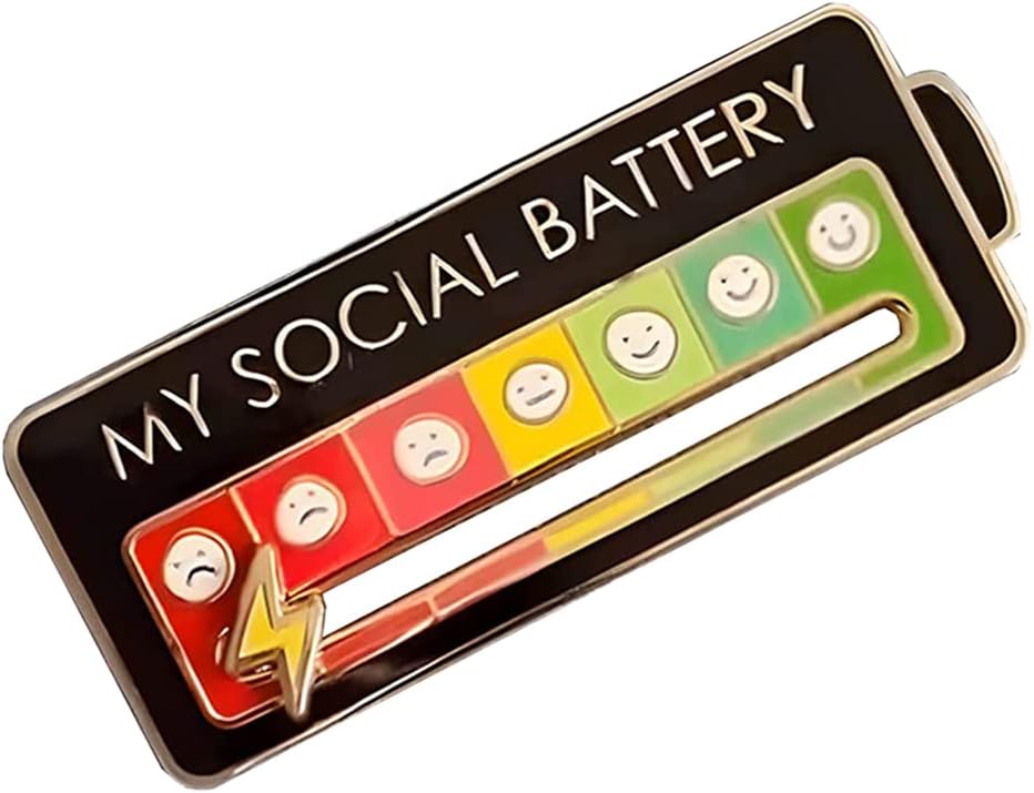 MY SOCIAL BATTERY Enamel Mood Conversion Lapel Pin Badge Funny Social Battery Indicator, 7 Days Mood, Cute, Creative Expression Pin Brooch - Image 1
