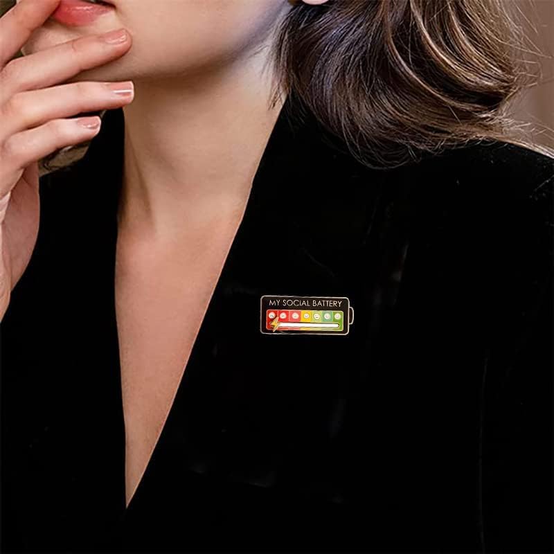 MY SOCIAL BATTERY Enamel Mood Conversion Lapel Pin Badge Funny Social Battery Indicator, 7 Days Mood, Cute, Creative Expression Pin Brooch - Image 2
