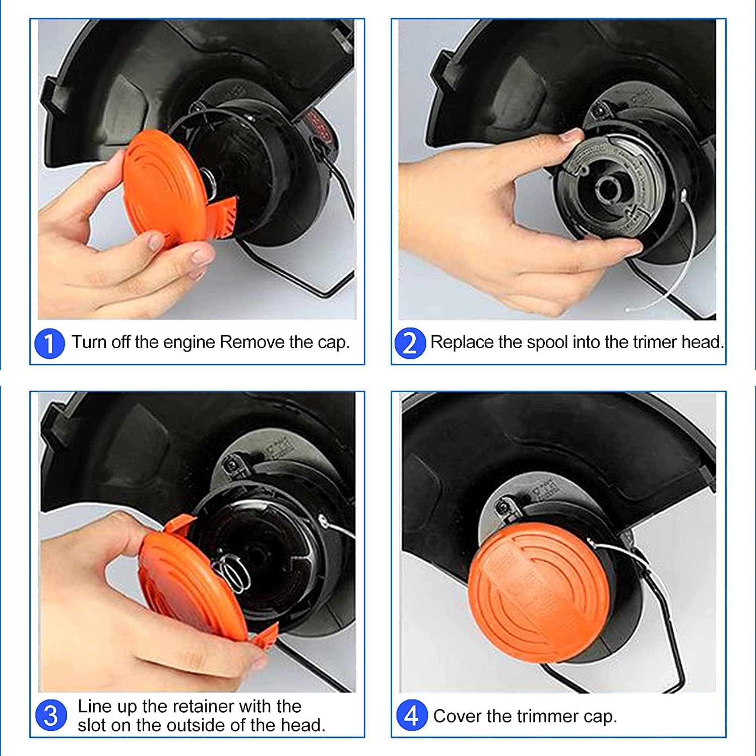 10 PCS AF-100 String Trimmer Line Replace, 30ft 0.065-inch AF-100 String Trimmer Replacement Spool Weed Eater Cap Auto Feed Trimmer String for Black and Decker String Trimmers - Image 5