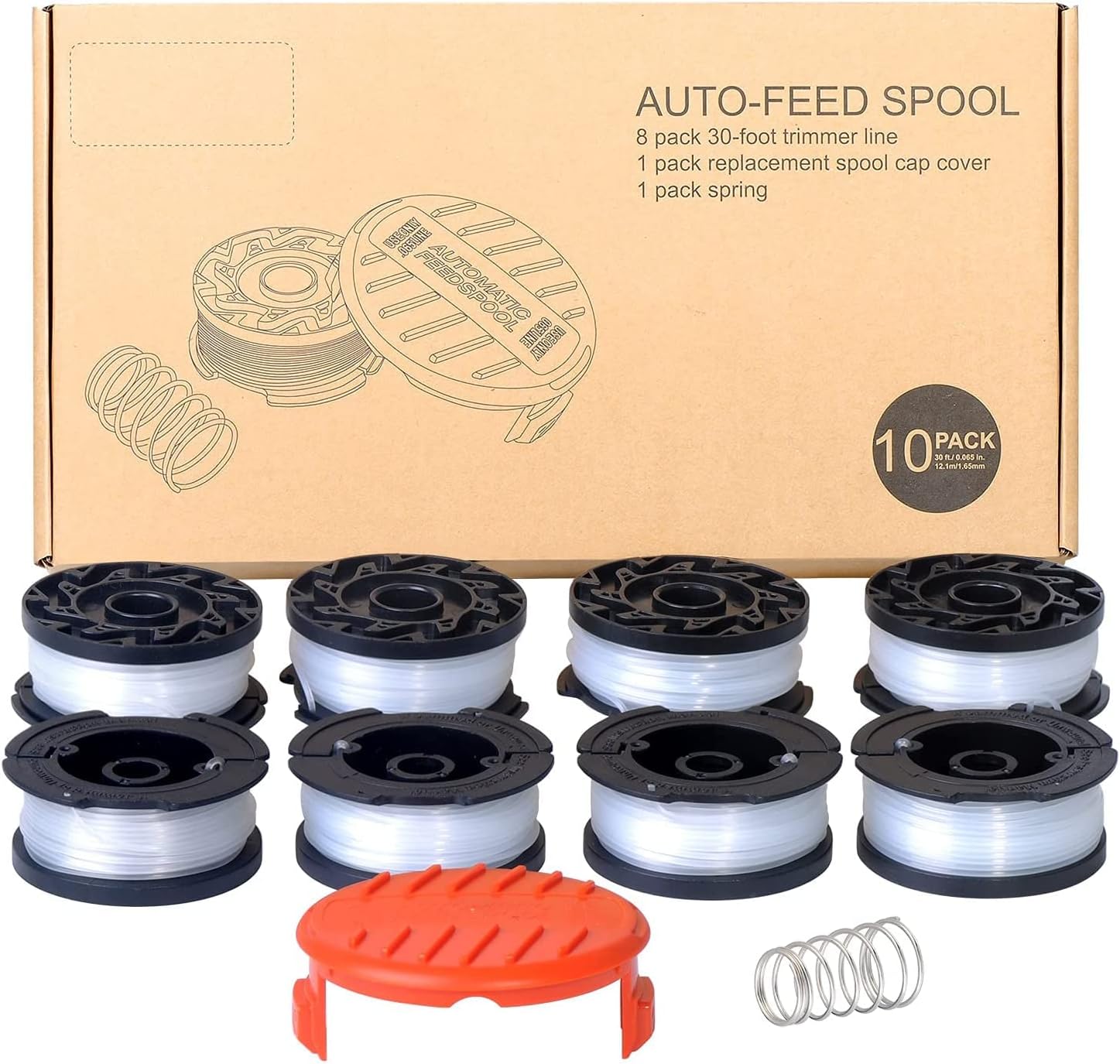 10 PCS AF-100 String Trimmer Line Replace, 30ft 0.065-inch AF-100 String Trimmer Replacement Spool Weed Eater Cap Auto Feed Trimmer String for Black and Decker String Trimmers - Image 7