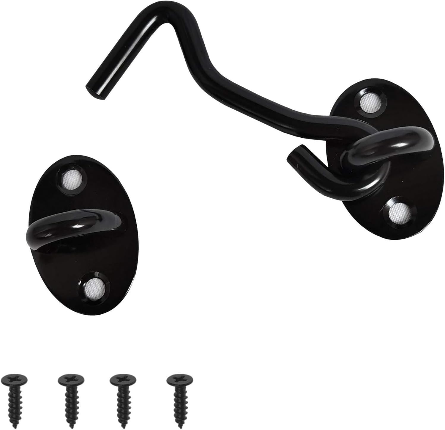 3-inch Heavy Duty Hook and Eye Latch - 1x Barn Door Lock, 4X Mounting Screws - Stainless Steel Hooks for Door, Windows, Sheds, Fences, Gates, Closets, Cabinets - Image 1