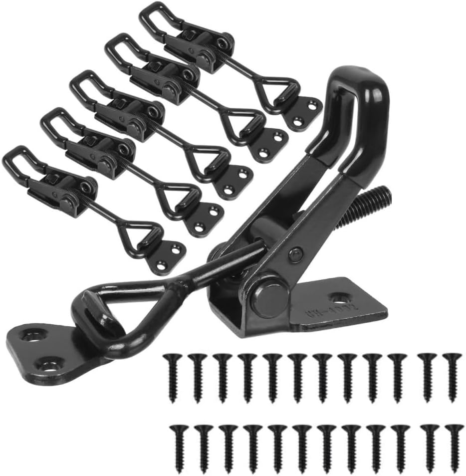 6 Pack Adjustable Toggle Clamp, Black Pull Latch,Heavy Duty Toggle Latch Hasp Clamp,4001 Lockable Quick Release Pull Metal Draw Latch for Door, Box Case Trunk, Smoker Door, Jig - Image 1
