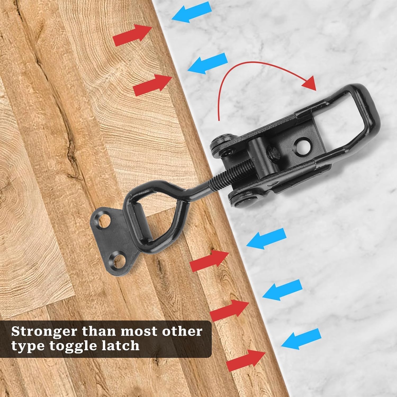 6 Pack Adjustable Toggle Clamp, Black Pull Latch,Heavy Duty Toggle Latch Hasp Clamp,4001 Lockable Quick Release Pull Metal Draw Latch for Door, Box Case Trunk, Smoker Door, Jig - Image 8
