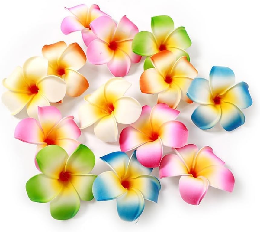 10Pcs Multicolor Hawaii Plumeria Flower Clips, Artificial Tropical Flower Hair Accessories for Wedding, Beach Party, Hair Clips and Barrettes, 1.97'' - Image 1