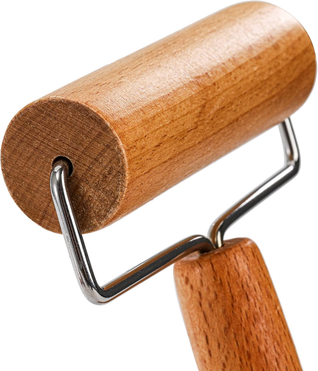 Set of 2 Pizza Dough Roller & Docker, Stainless Steel Hole Maker Puncher, Wooden Rolling Pin for Pizza, Cookie, Pie, Pastry, Bread, Crust - Image 3