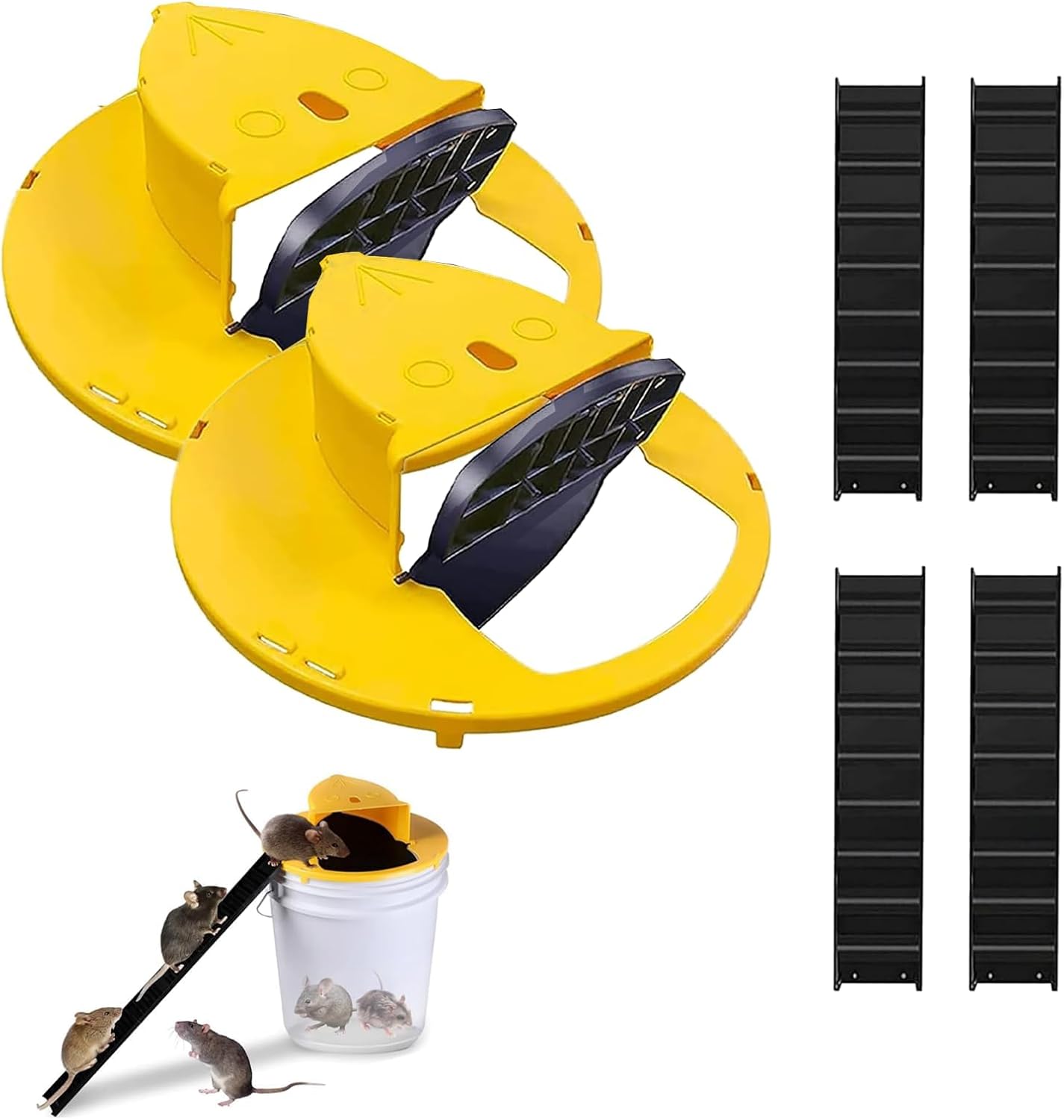 2 Pack Automatic Reset Traps-Mice Mouse Trap Bucket Flip Lid，5 Gallon Bucket Lid Mouse Rat Trap，Mouse Trap Bucket Indoor Outdoor,Reusable Mouse Trap Bucket Lid，Humane Mouse Trap - Image 1