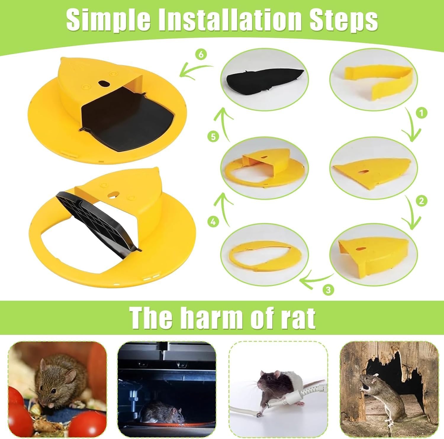 2 Pack Automatic Reset Traps-Mice Mouse Trap Bucket Flip Lid，5 Gallon Bucket Lid Mouse Rat Trap，Mouse Trap Bucket Indoor Outdoor,Reusable Mouse Trap Bucket Lid，Humane Mouse Trap - Image 3