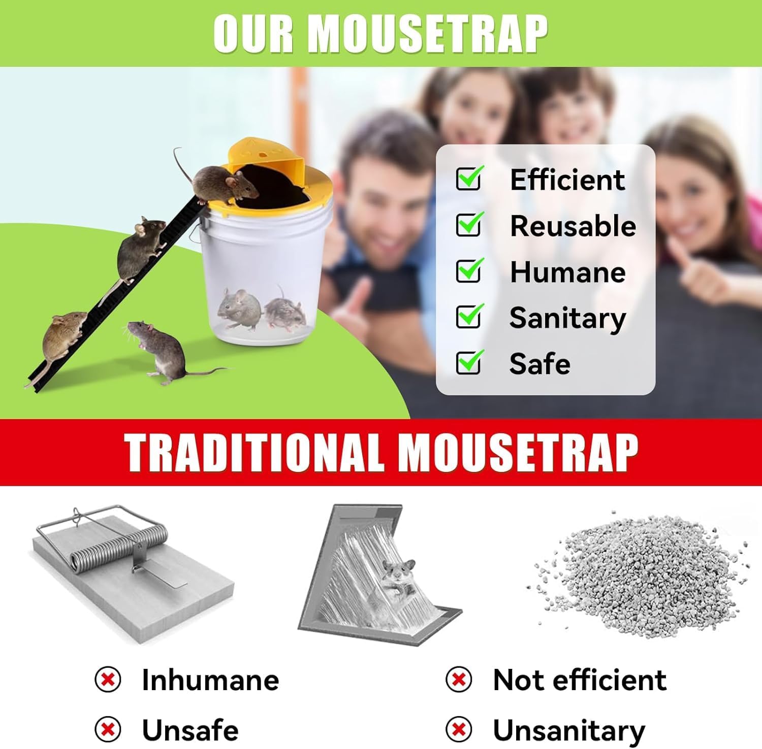 2 Pack Automatic Reset Traps-Mice Mouse Trap Bucket Flip Lid，5 Gallon Bucket Lid Mouse Rat Trap，Mouse Trap Bucket Indoor Outdoor,Reusable Mouse Trap Bucket Lid，Humane Mouse Trap - Image 4