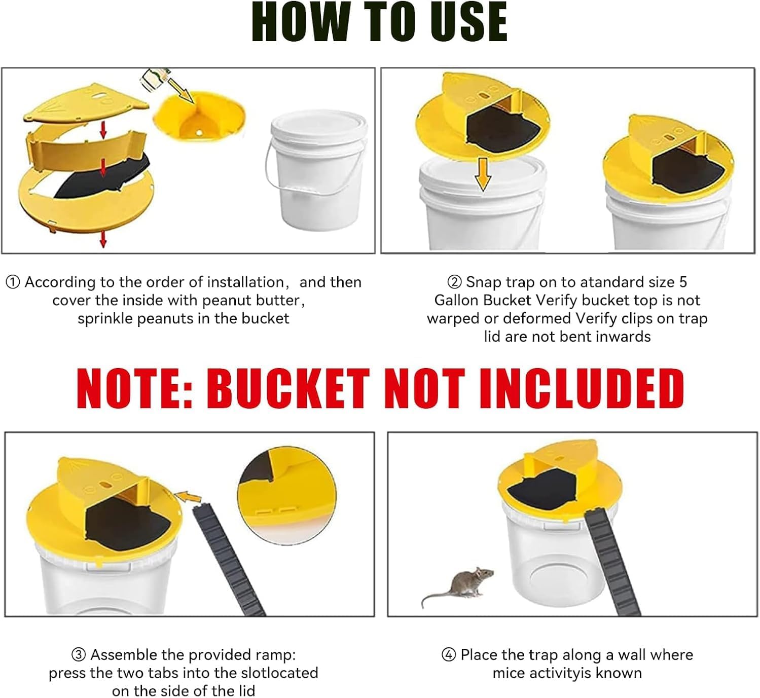 2 Pack Automatic Reset Traps-Mice Mouse Trap Bucket Flip Lid，5 Gallon Bucket Lid Mouse Rat Trap，Mouse Trap Bucket Indoor Outdoor,Reusable Mouse Trap Bucket Lid，Humane Mouse Trap - Image 7