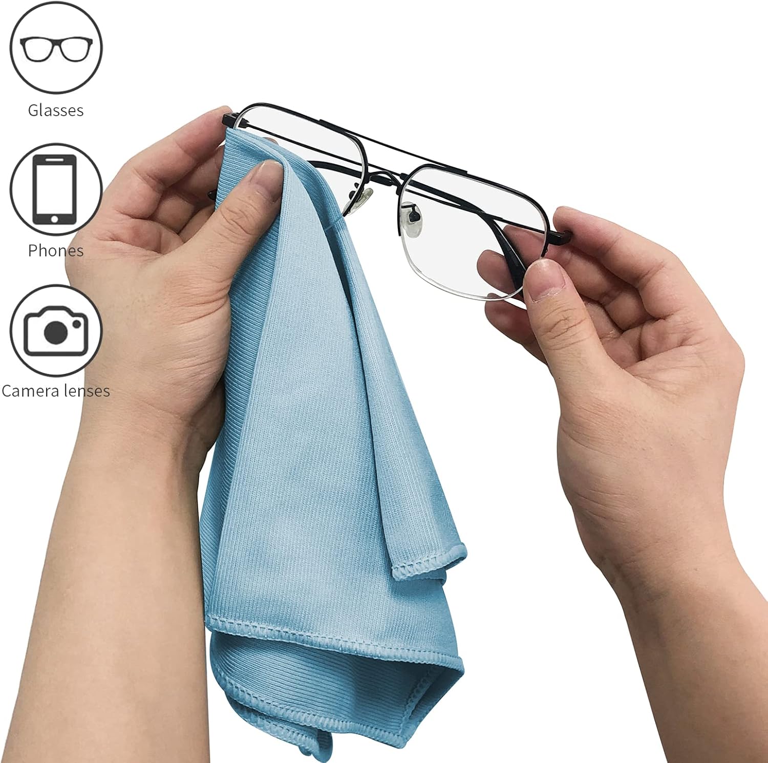 6 Pack Microfiber Glass Cleaning Cloths, Streak Free, Lint-Free and Absorbent Cloth, 16 Inch X 16 Inch, Ideal for Cleaning Mirrors, Glass, Screens, Window, Stemware, Lens (Blue) - Image 5