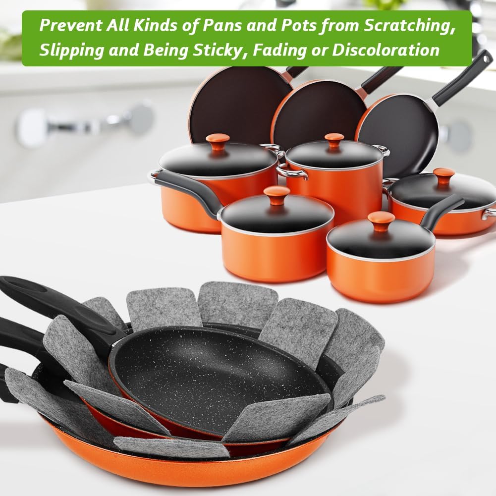 Pot and Pan Protectors, Set of 12 and 3 Different Size, Cookware Dividers Pads/Stacking Pan Protectors/Pot Separators Pads for Protecting and Separating Pots Pans - Image 6