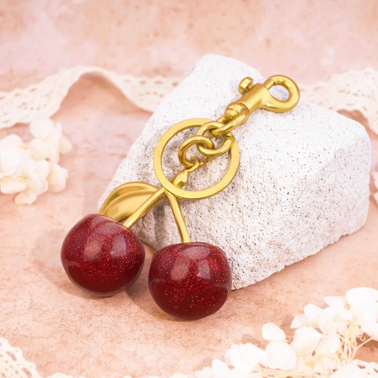Cherry Bag Charm Purse Charms Keychain- Car Cherry Accessories keychians Gifts for Women Mom Daughter Gifts Christmas Valentine Bag Accessory Christmas - Image 2