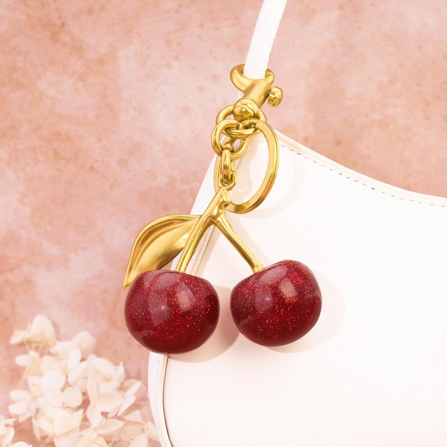 Cherry Bag Charm Purse Charms Keychain- Car Cherry Accessories keychians Gifts for Women Mom Daughter Gifts Christmas Valentine Bag Accessory Christmas - Image 3