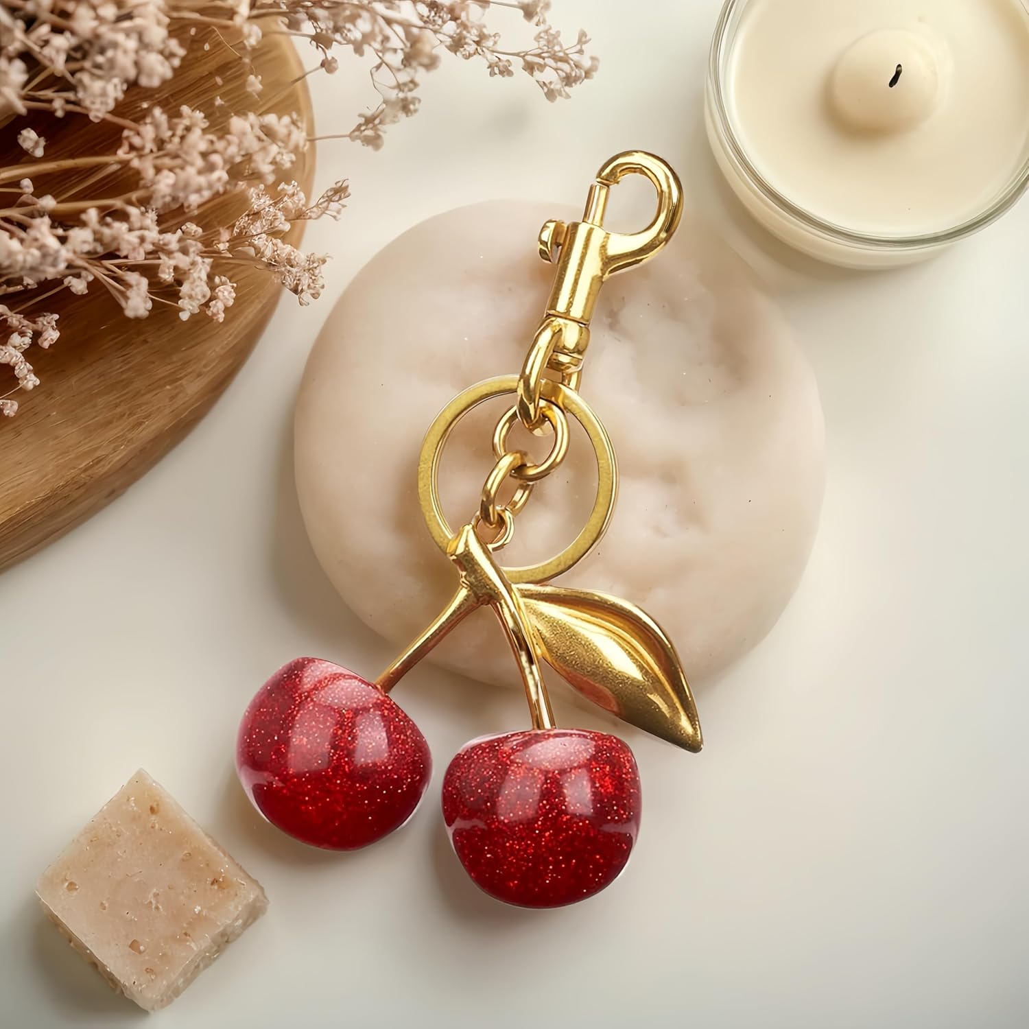 Cherry Bag Charm Purse Charms Keychain- Car Cherry Accessories keychians Gifts for Women Mom Daughter Gifts Christmas Valentine Bag Accessory Christmas - Image 5