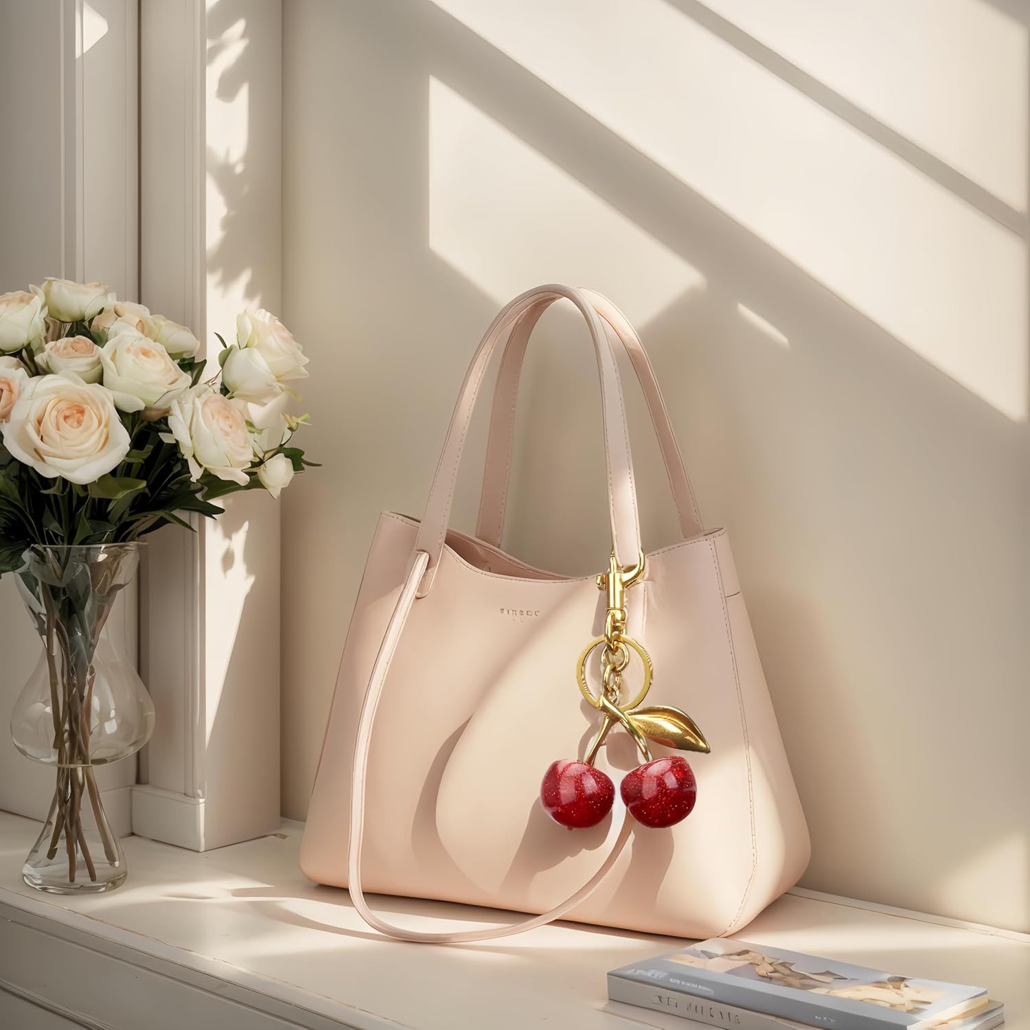 Cherry Bag Charm Purse Charms Keychain- Car Cherry Accessories keychians Gifts for Women Mom Daughter Gifts Christmas Valentine Bag Accessory Christmas - Image 7
