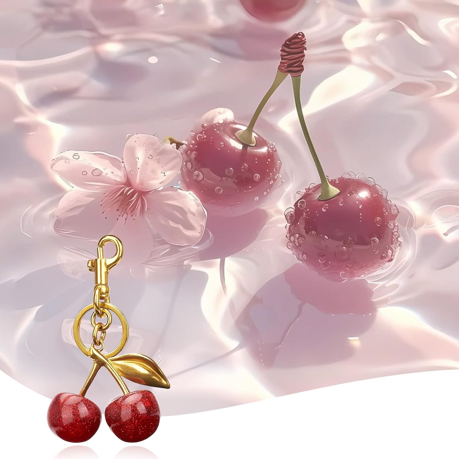 Cherry Bag Charm Purse Charms Keychain- Car Cherry Accessories keychians Gifts for Women Mom Daughter Gifts Christmas Valentine Bag Accessory Christmas - Image 8