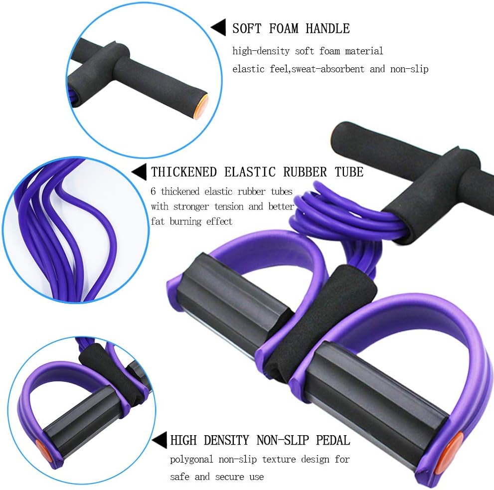 Multifunction Tension Rope, 6-Tube Elastic Yoga Pedal Puller Resistance Band, Natural Latex Tension Rope Fitness, for Abdomen/Waist/Arm/Leg Stretching Slimming Training - Image 3