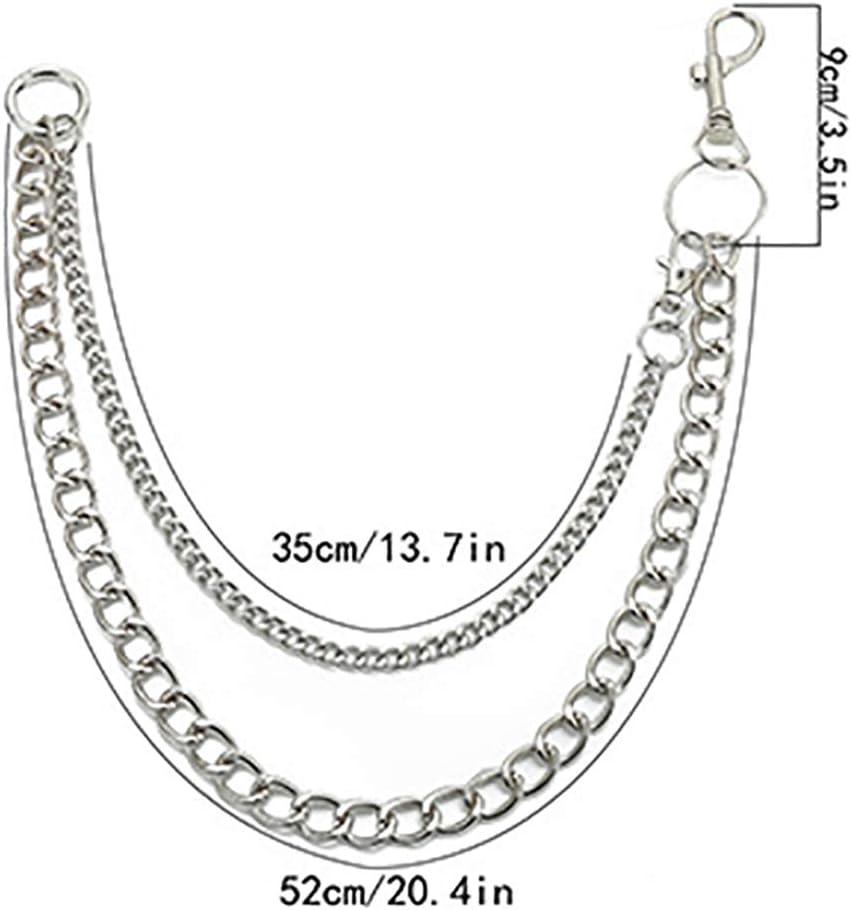 Bomine Hip Hop Pants Jean Chain Goth Punk Silver Trousers Chains Biker Heavy Thick Wallet Pocket Chains Silver Keychains Body Jewelry for Men and Women (Silver), 1 Count (Pack of 1) - Image 7
