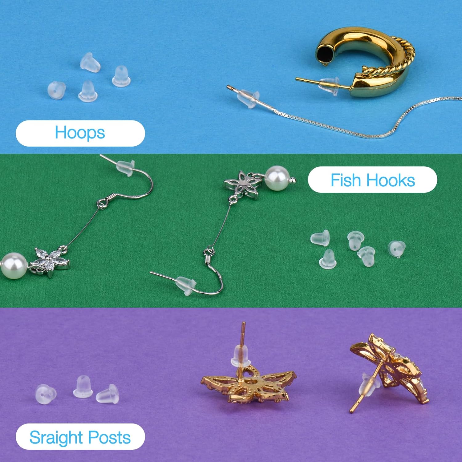 Earring Backings, Rubber Earring Backs for Stud Earrings for Women, Earring Backs for Fish Hook Earrings (100 Pieces) - Image 3