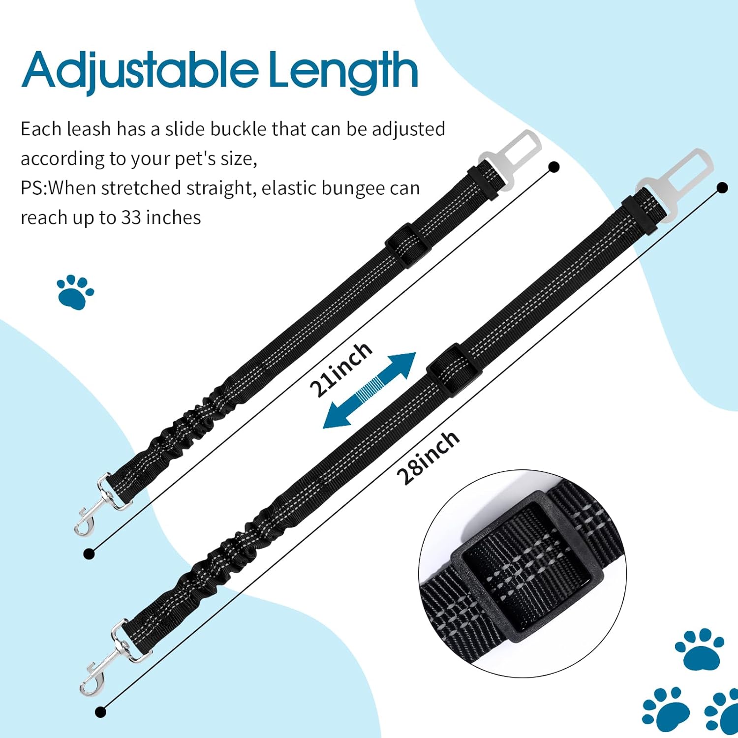 Dog Seat Belt for Car, Adjustable Dog Seatbelts for Vehicle, Nylon Pet Safety Seat Belts for Travel - Image 4