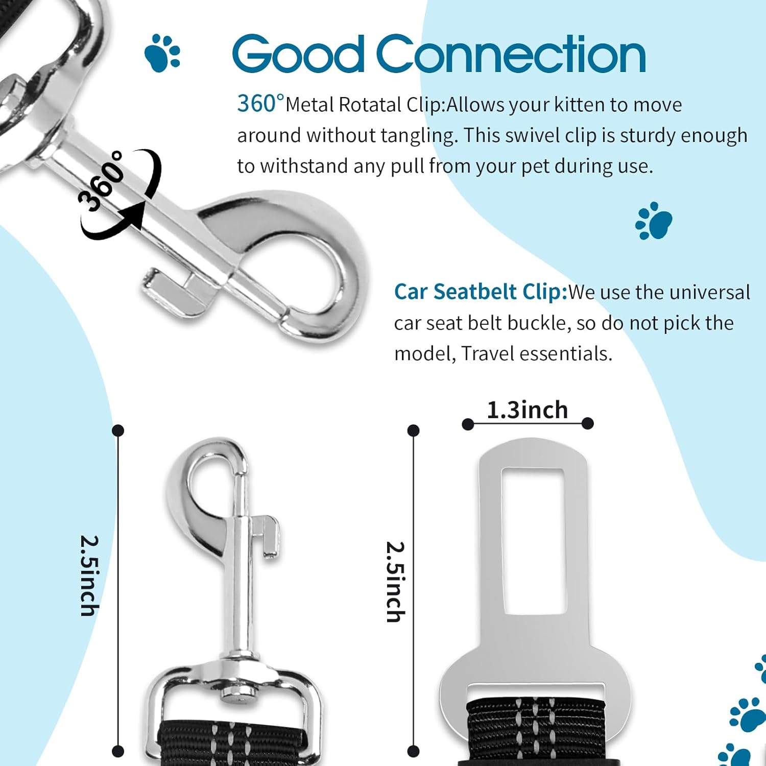 Dog Seat Belt for Car, Adjustable Dog Seatbelts for Vehicle, Nylon Pet Safety Seat Belts for Travel - Image 5