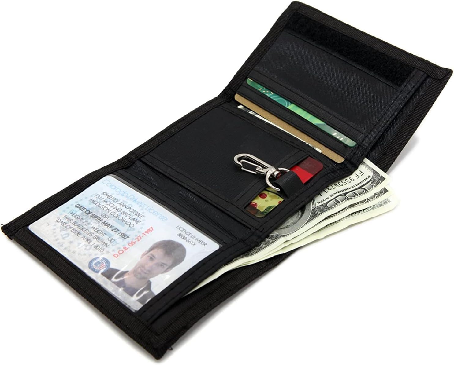 RFID Trifold Canvas Outdoor Sports Wallet for Kids - Front Pocket Wallet with Magic Sticker, camouflage, Small, Novelty - Image 2