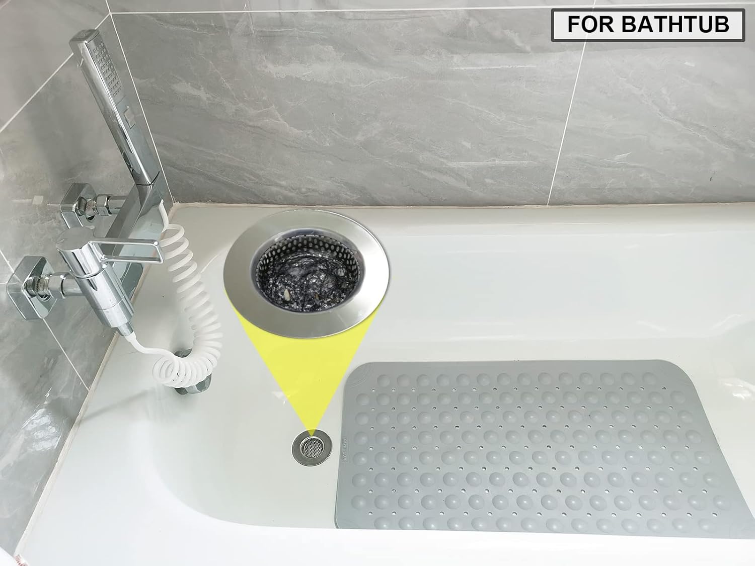 2PCS Bathtub Drain Strainers, Shower Drain Hair Catcher, Stainless Steel Drain Cover Basket for Bathroom Laundry Floor Drain, Fit for 1.75