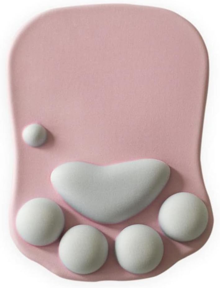 Cat Paw Mouse Pad, Cute 3D Soft Silicone Wrist Rest Support Cushion, Nonslip, Ergonomic Comfort Mouse Mat - for Office, Home Computer, Laptop,Pink - Image 1