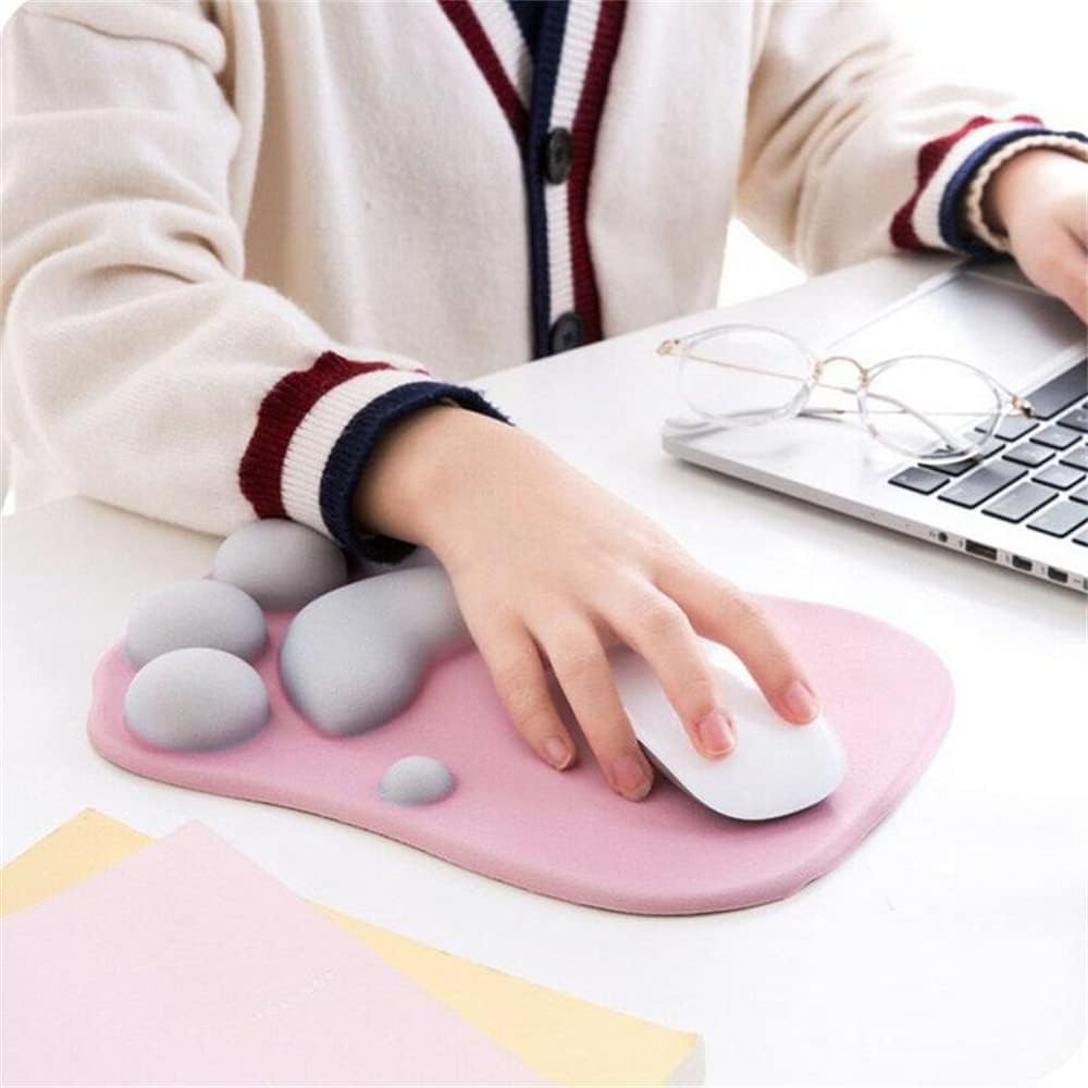 Cat Paw Mouse Pad, Cute 3D Soft Silicone Wrist Rest Support Cushion, Nonslip, Ergonomic Comfort Mouse Mat - for Office, Home Computer, Laptop,Pink - Image 4