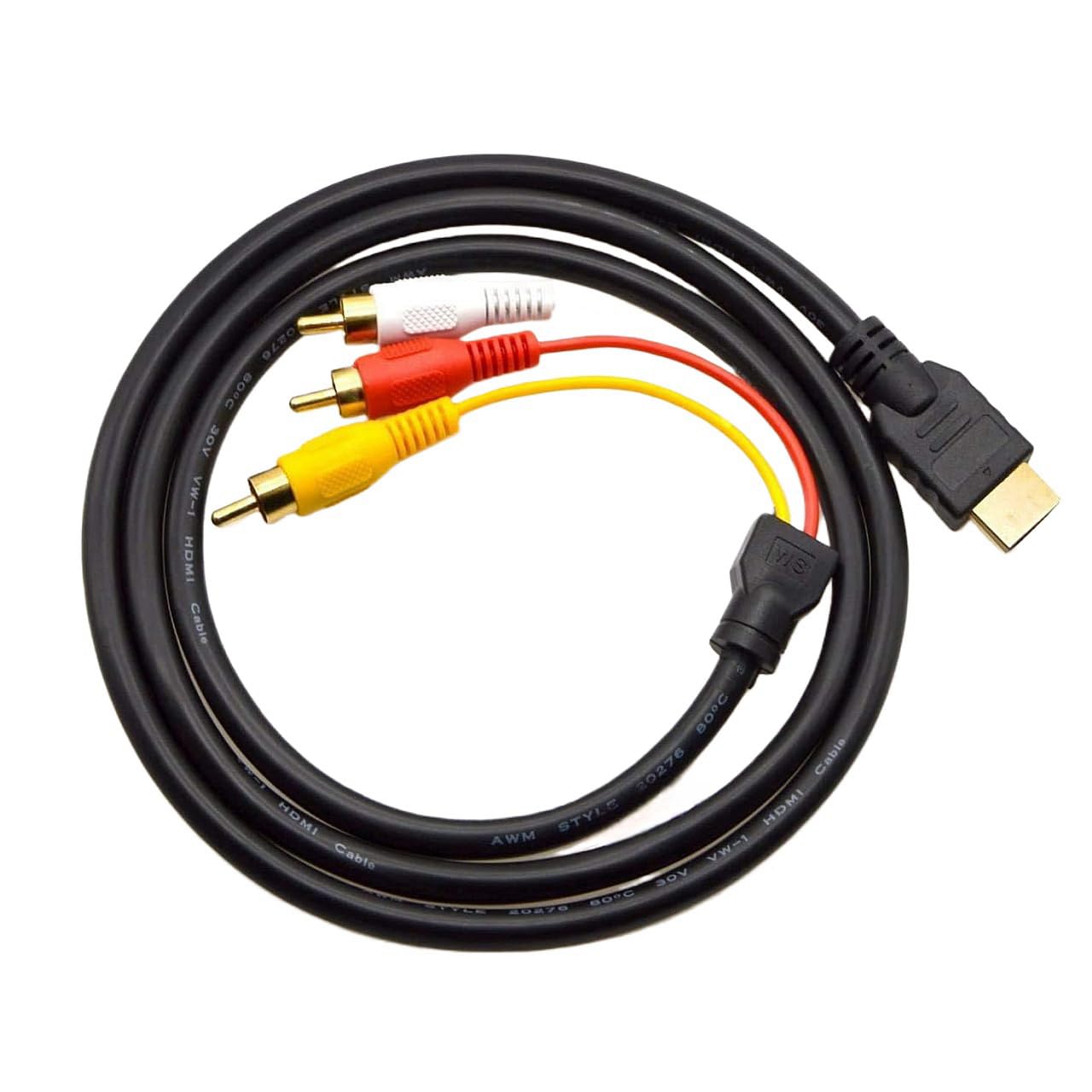 Chenduomi HDMI to RCA TV Cable HDMI Male to 3 RCA Female av Cable Video Audio Component Converter Adapter 1080P Cable for HDTV Black 5ft/1.5m - Image 1