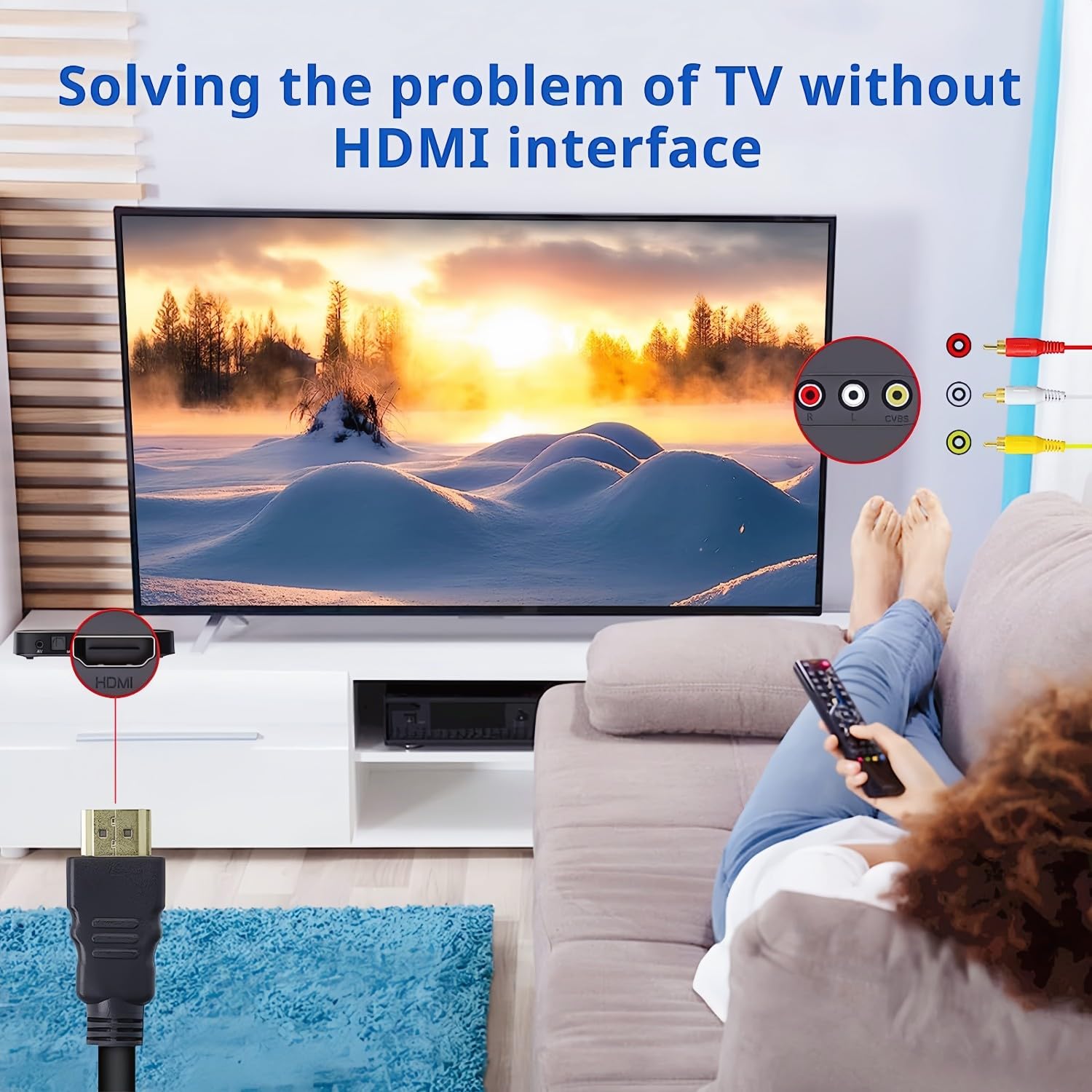 Chenduomi HDMI to RCA TV Cable HDMI Male to 3 RCA Female av Cable Video Audio Component Converter Adapter 1080P Cable for HDTV Black 5ft/1.5m - Image 2