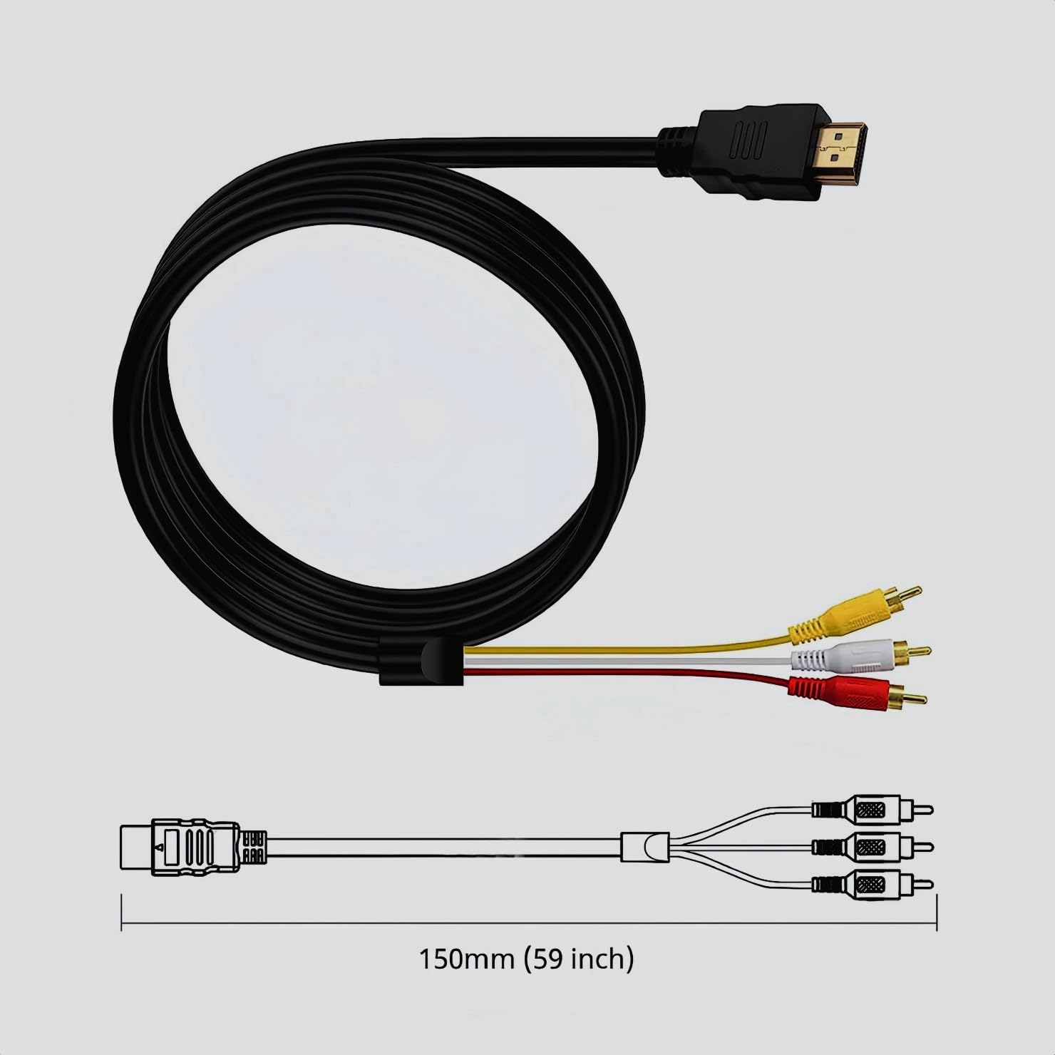 Chenduomi HDMI to RCA TV Cable HDMI Male to 3 RCA Female av Cable Video Audio Component Converter Adapter 1080P Cable for HDTV Black 5ft/1.5m - Image 7