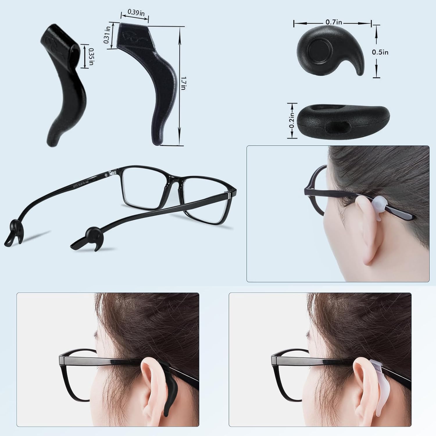 16 Pairs Eyeglasses Retainers, Premium Silicone Anti-Slip Eyeglass Holder, Comfort Ear Grip Hooks Protectors for Spectacle Sunglasses Reading Glasses Eyewear1 - Image 5