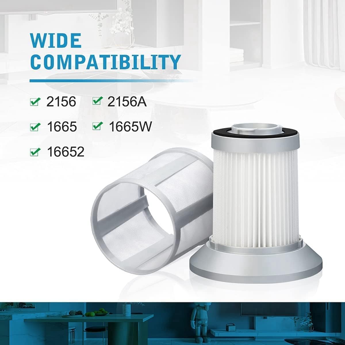 Replacement Filters Compatible With Bissell 2156A, 1665, 16652, 1665W Zing Vacuum-Cleaner, Replace 1613056, 2-Pack - Image 4