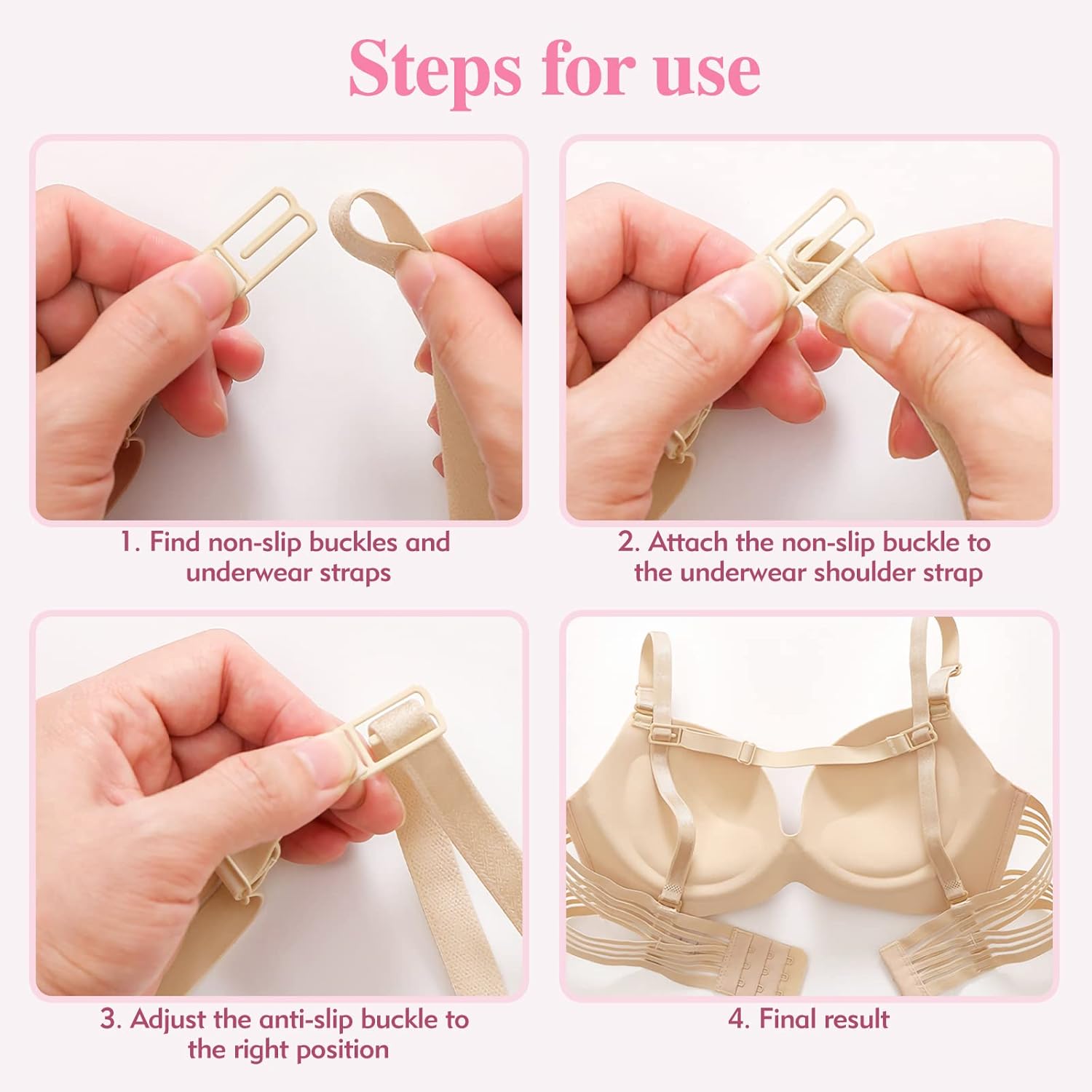 Bra Strap Holder Bra Extenders Bra Extenders 3 Hook Bra Strap Clips Bra Straps for Women Girls Full Cup Size Bra, 3 Colors 6 Pcs - Image 2