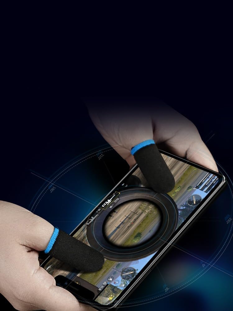 PUBG Mobile Finger Sleeves for Mobile Gaming | Pack of 10 | Thumb Sleeves for Mobile Gaming | PUBG COD Fortnite | Anti Sweat Anti Dryness Breathable | Finger Gloves (Blue) - Image 3
